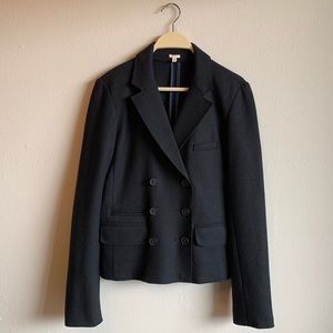 J. Crew Black Double Breasted Wool Blazer, Size 8